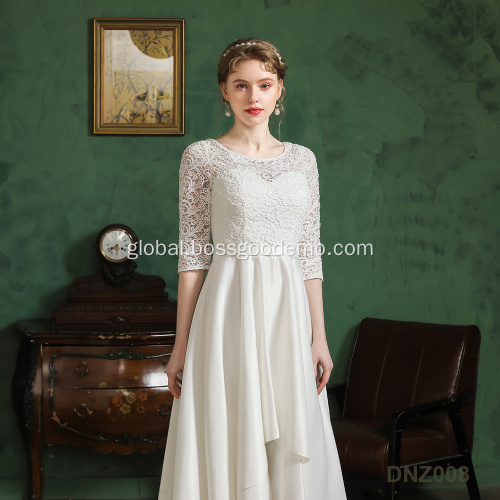 China Modern Sweetheart Neck half Sleeve Cathedral Train Bow Ruffles Ball Gown Wedding Dresses for Bride Supplier